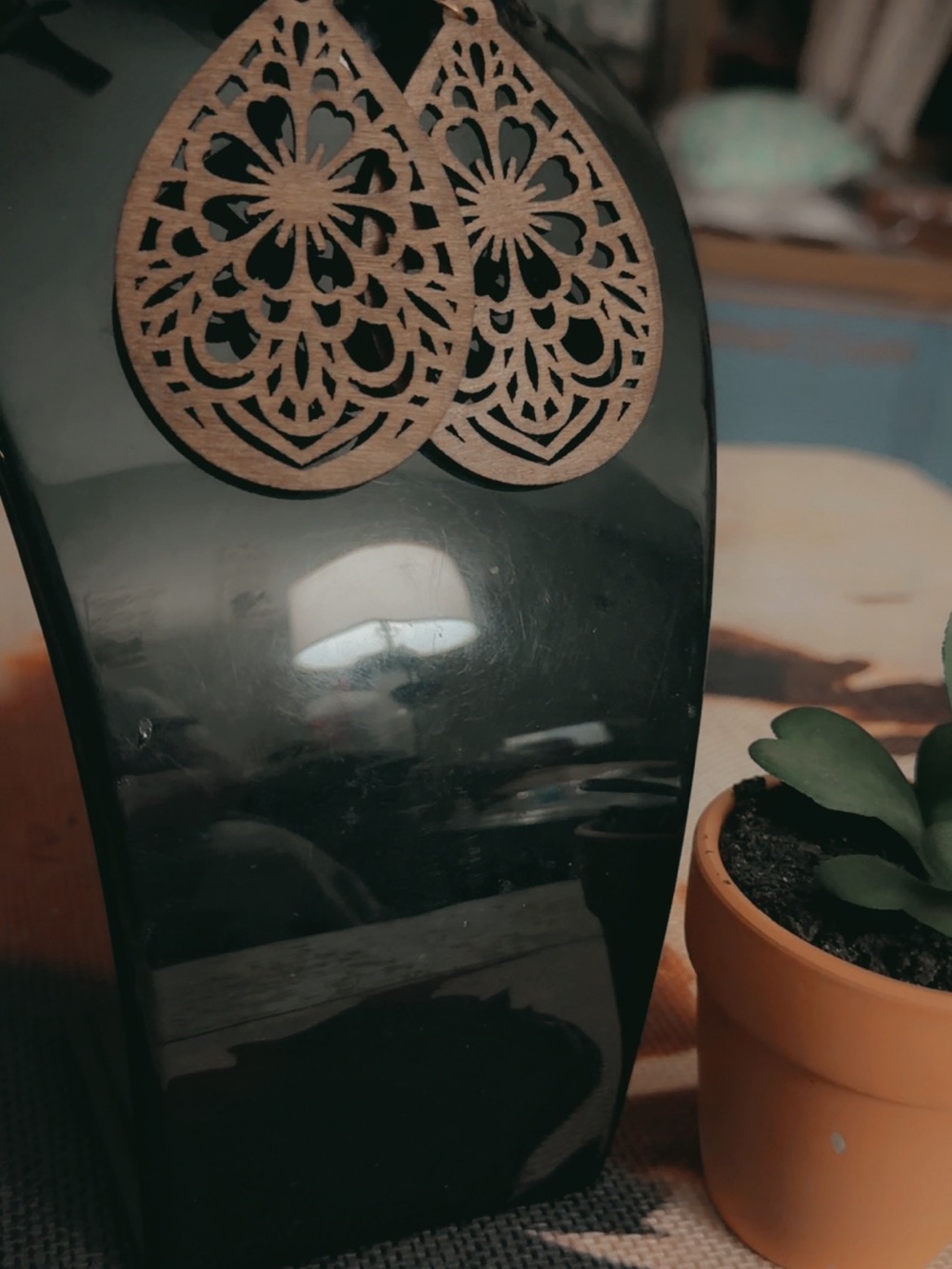 Acadia boho Decorative Wooden Earrings - Picture 4 of 5
